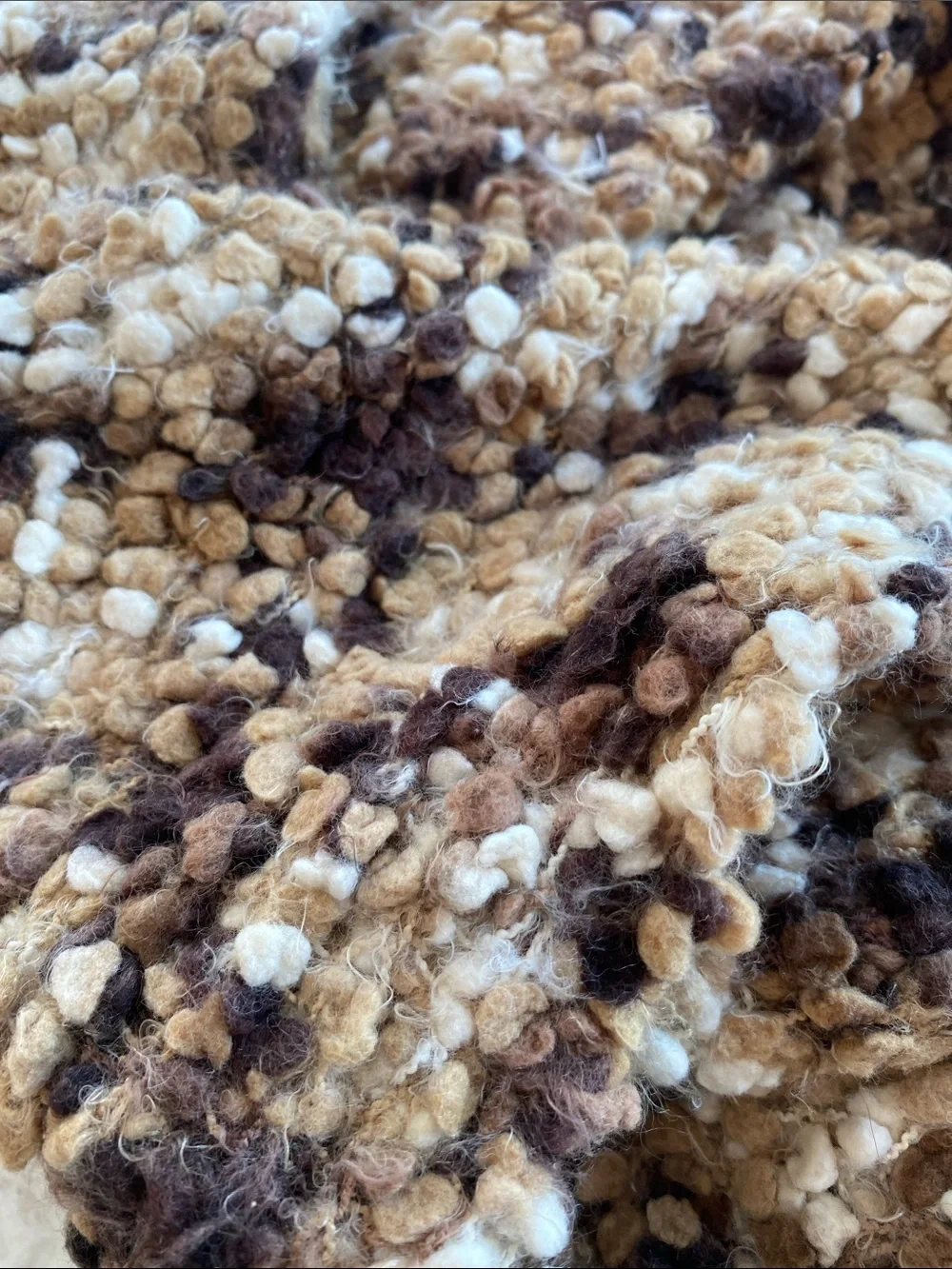 Cozy soft Textured brown chunky knit fabric scarf